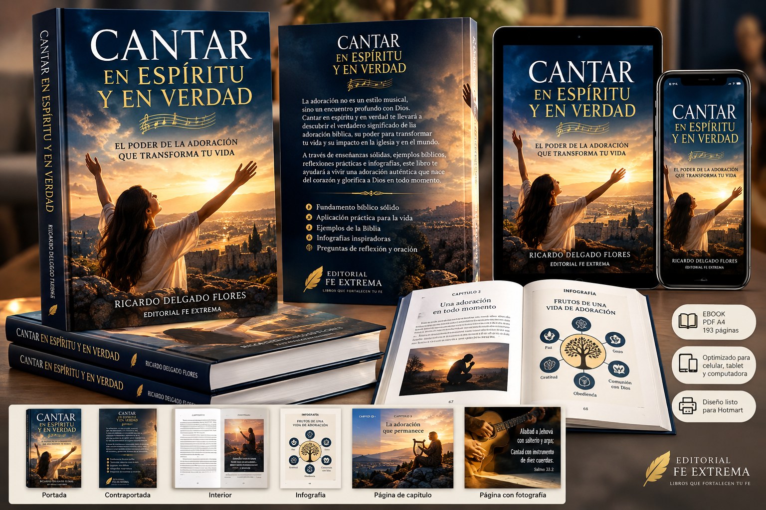 Composición promocional del ebook con libro, tablet, teléfono e imágenes del interior